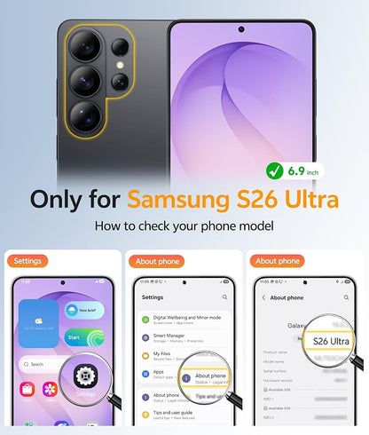 FNTCASE for Samsung Galaxy S26-Ultra Case: [Fit for Magsafe] [Full Camera Protection] Translucent Matte Cases with [Screen Protector] Military Grade Shockproof Protective Phone Cover - Black