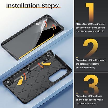 VEGO for Galaxy Z Fold 4 Case Built-in Privacy Screen Protector& Kickstand | Slide Camera Cover & Hinge Protection Full-Body Protective Phone Cover for Samsung Galaxy Z Fold 4 5G - Black