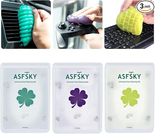 ASFSKY Cleaning Putty Car Cleaning Gel for Car Detailing Car Slime Cleaner Dust Cleaning Mud Universal Cleaning Gel for Vents, Dashboard, Car Cleaning Putty 3 Pack
