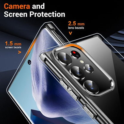 Temdan Designed for Samsung Galaxy S22 Ultra Case Clear [Military Grade Drop Protection] [Never Yellowing] Slim Thin Phone Case for S22 Ultra Case - Crystal Clear