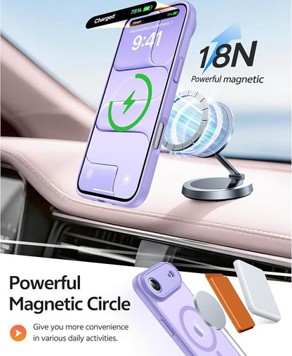 FNTCASE for iPhone Air Case: [Compatible with Magsafe] Translucent Matte Cases with [Full Camera Protection] [Screen Protector] Military Grade Shockproof Protective Phone Cover - Light Purple