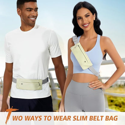 WHIPPY Slim Running Belt Fanny Pack for Women Men Elastic Runners Belt Waist Pouch Chest Bag Phone Holder Waist Pack for Running Hiking