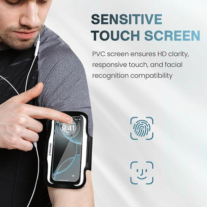 PORTHOLIC 2026 Running Armband Water Resistant Sports Phone Holder Case with Extension Strap,Card Slot Up to 6.9" Phone for iPhone 17/16/15/14/13 Plus Air Pro Max XR/XS, Galaxy S25/24/S10