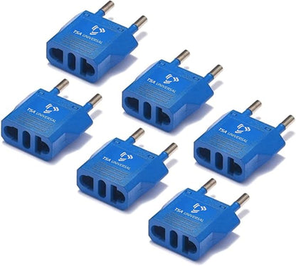 United States to Indonesia/Bali Travel Power Adapter to Connect North American Electrical Plugs to Indonesian Outlets for Cell Phones, Tablets, eReaders, and More (6-Pack, Blue)