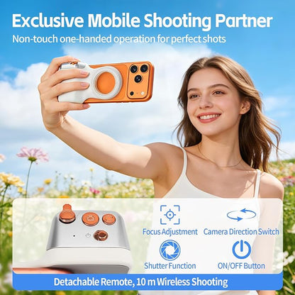 Magnetic Phone Camera Grip,Smartphone Shooting Holder, Selfie Handle Fun Shot Magnetic Grip for iPhone & Android with Wireless Shutter Button, Creator Kit for TikTok/Selfies/Photography/Video