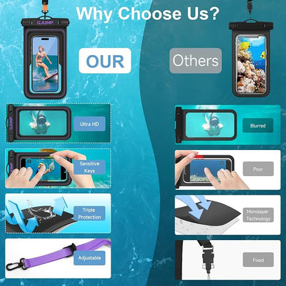 Waterproof Phone Pouch Floating 2 Pack, IP68 Dry Bag Compatible with iPhone 17 16 15 14 Pro Max, Underwater Phone Case for Snorkeling Beach Swimming Cruise Travel Essentials