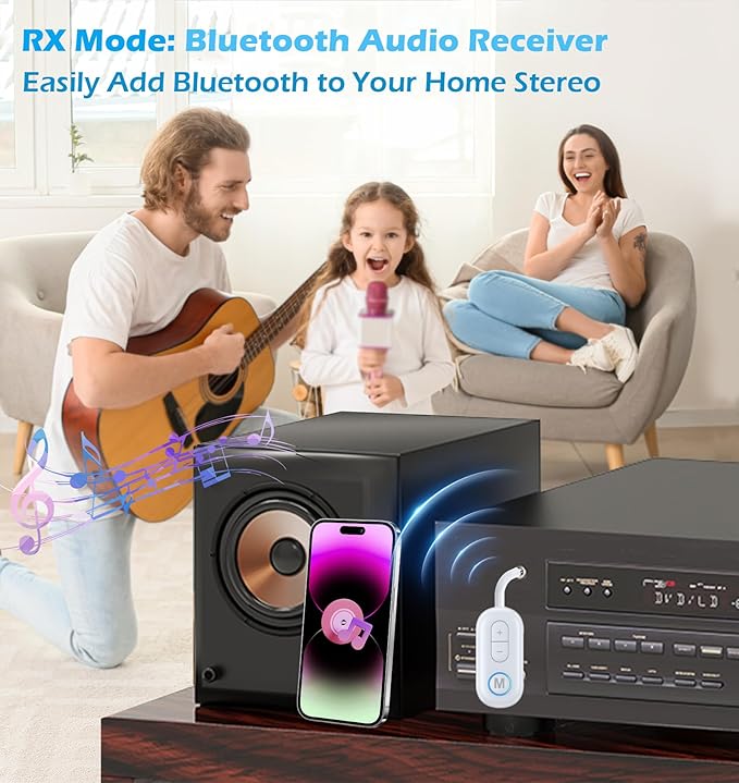 KAIY Airplane Bluetooth Adapter for Headphones, Bluetooth Transmitter for TV PC Headphones, Music Receiver for Home Stereo/Speakers, 3.5mm AUX Jack Wireless Audio Adapter for Car/Boat/Gym