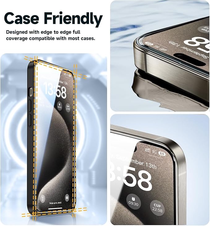 for iPhone 16 Pro Max Screen Protector, Military Grade Shatterproof 9H+ Tempered Glass, Auto Dust-Removal Installation, Full Coverage, HD Clear, Anti-Scratch, Anti-Fingerprint, No Bubble