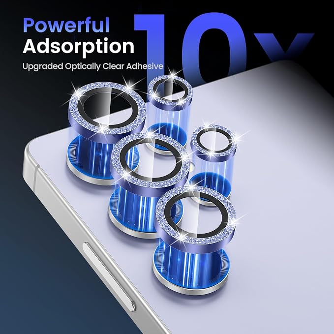 Tensea (3+2PCS Compatible with Samsung Galaxy S25 Ultra Camera Lens Protector, 9H Tempered Glass Camera Cover Screen Protector Metal Individual Ring [Installation Tray][Case Friendly]