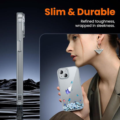 3 in 1 for iPhone 15 Case Clear, Screen Protector *1 & Camera Lens Protector*1, Print Shockproof for iPhone 15 Phone Case 6.1 inch Floral