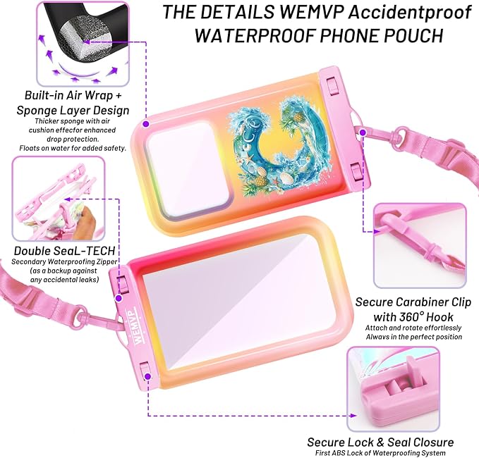 Personalized Initial Waterproof Phone Pouch Case - IPX8 Cellphone Dry Bag with Lanyard for iPhone 16/15/14/13/12 Pro Max (6.1–6.9"), Beach & Cruise Ship Essentials with Monogrammed Design (Pink, C)