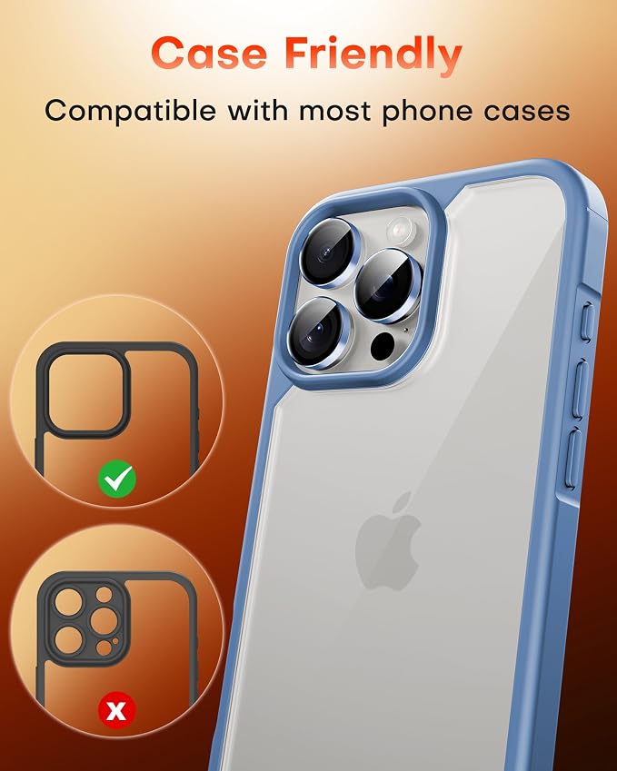 TOCOL for iPhone 15 Pro Max Camera Lens Protector/iPhone 15 Pro Camera Lens Protector Tempered Glass HD Individual Scratch Resistant Cover Accessories Case Friendly 2 Pack（Light Blue）