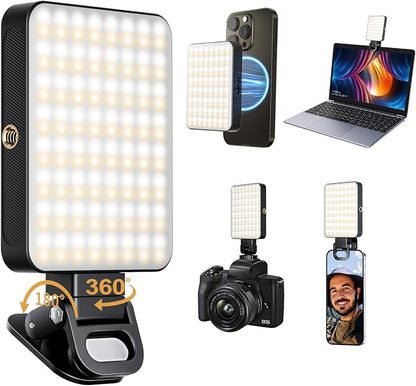 Magnetic Selfie Light for Cell Phone, gliship 128 Led Selfie Light Compatible with Magsafe Rechargeable Portable Clip Fill Light with 3 Lights Modes for Phone Camera Laptop Camera