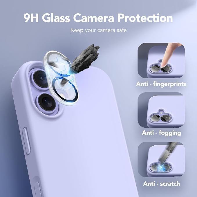 GONEZ Magnetic for iPhone 17 Case, Compatible with MagSafe, [Screen Protector + Camera Lens Protector], Liquid Silicone Anti-Scratch Shockproof Protective Phone Case 6.3 inch, Lilac