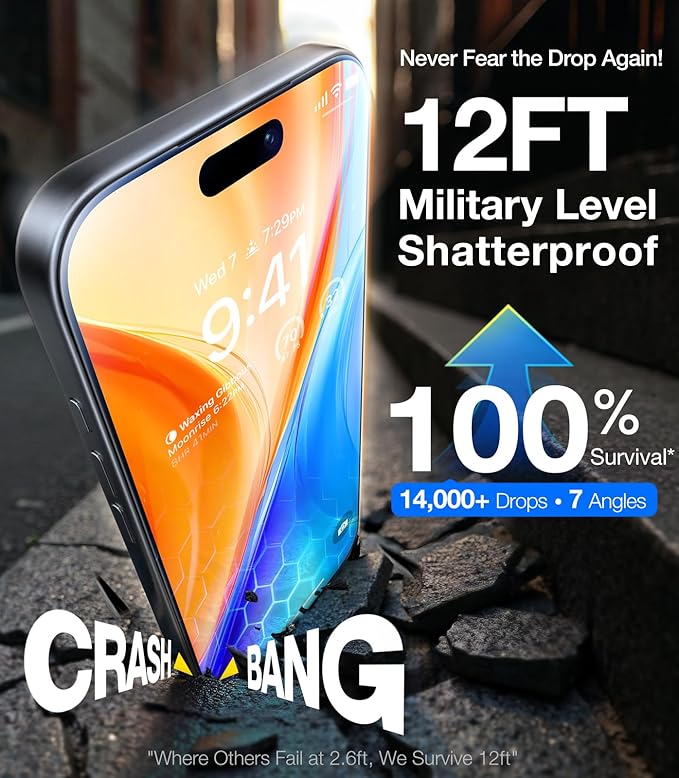 UltraGlass UNBREAK TOP 9H+ Armor for iPhone 16 Screen Protector [No.1 Military Grade Shatterproof] Screen Protector iPhone 16 Tempered Glass 6.1" [Longest Durable] Full Coverage, 2 Pack