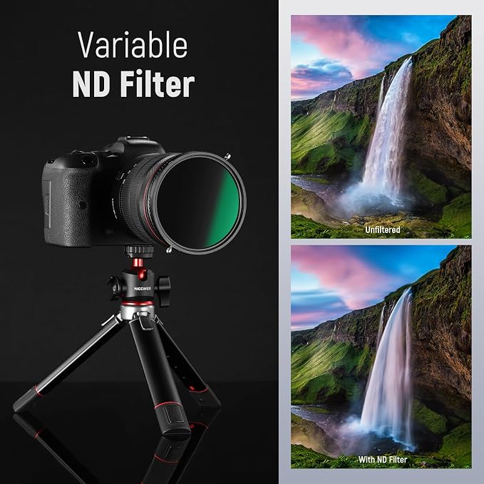 NEEWER 2 in 1 62mm Variable ND Filter ND2–ND32&CPL Filter(Circular Polarizer Filter) No X Cross/30 Layer Nano Coated/HD Optical Glass/Ultra Slim Aluminum Alloy Frame/Water Repellent/Scratch Resistant