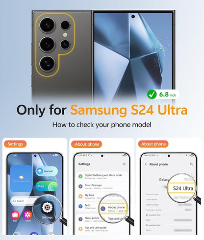 FNTCASE for Samsung Galaxy S24 Ultra Case, Compatible with Magsafe Black | Screen Protector, Full Camera Protection, Translucent Matte, 14FT Military Grade Drop Proof, Protective Phone Cover