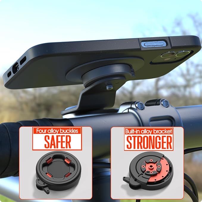 CQ Bike Phone Mount, 1s Lock/Release Bike Phone Holder for Bike Stem, Universal Aluminum Bicycle Handlebar Phone Mount, Upgraded Stable MTB Road Mountain Bike Cell Phone Clip for iPhone and More