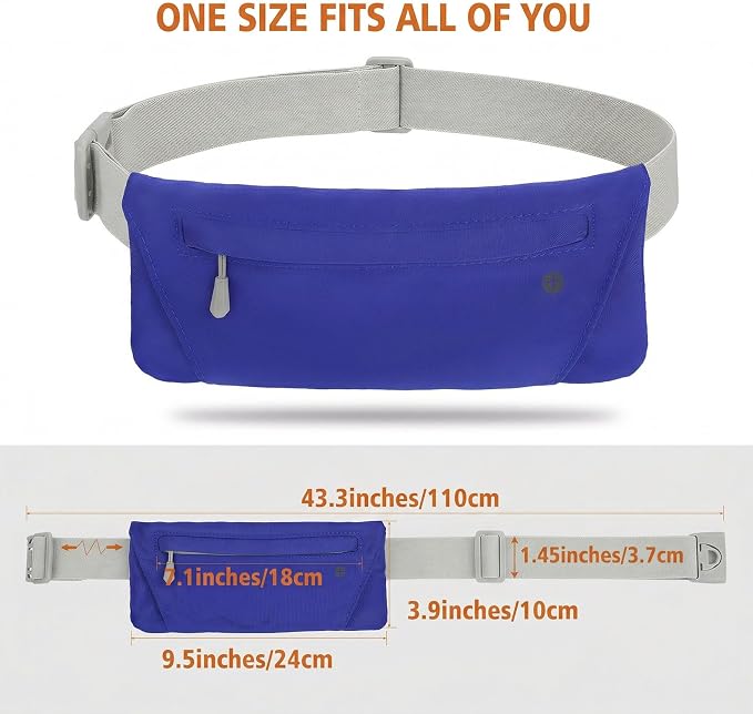 WHIPPY Slim Running Belt Fanny Pack for Women Men Elastic Runners Belt Waist Pouch Chest Bag Phone Holder Waist Pack for Running Hiking