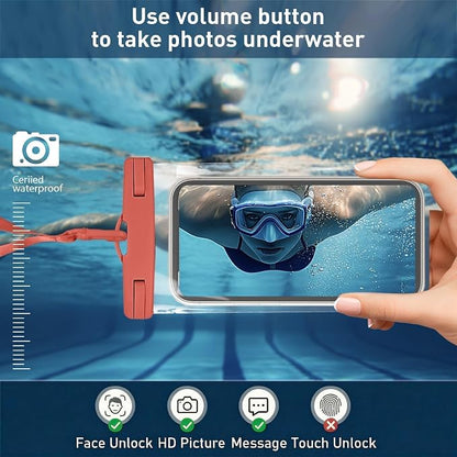 1/2 Pack Waterproof Phone Pouch Compatible with iPhone 17 16 15 Pro Max & Galaxy S24+/S23 7in Waterproof Phone Case with Lanyard, IPX8 Beach Travel Must Haves, Beach Essentials, Red, 1 Pack