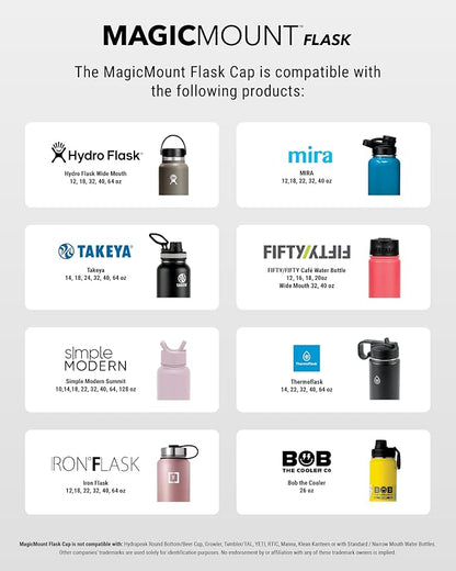 Scosche MFMS22 MagicMount Flask 22 oz Stainless Steel Water Bottle with MagSafe Phone Mount Stand, 12H Hot & 24H Cold Insulated Flask with Magnetic Phone Holder for Gym, Car,Travel, Sports 22oz White