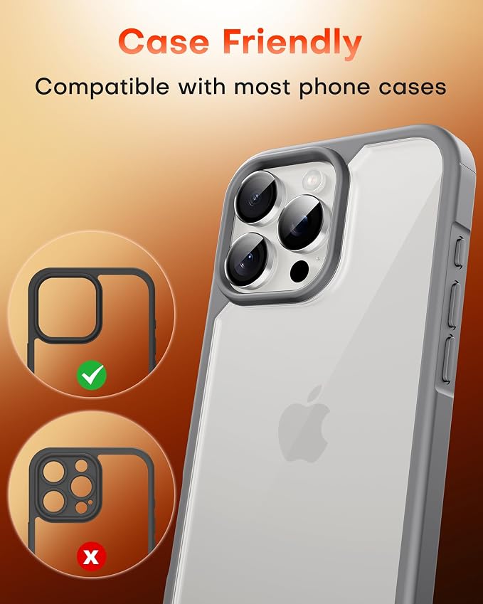 TOCOL for iPhone 16 Pro Max Camera Lens Protector/iPhone 16 Pro Camera Lens Protector Tempered Glass HD Individual Scratch Resistant Cover Accessories Case Friendly 2 Pack（Silvery）