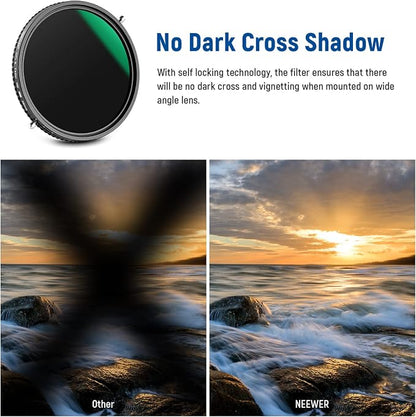 NEEWER 2 in 1 58mm Variable ND Filter ND2–ND32&CPL Filter(Circular Polarizer Filter) No X Cross/30 Layer Nano Coated/HD Optical Glass/Ultra Slim Aluminum Alloy Frame/Water Repellent/Scratch Resistant