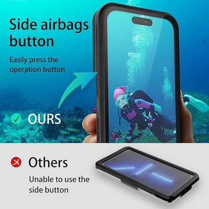 BYWINEAR Waterproof Phone Case,Universal Self-Check Function Pouch Dry Bag,Underwater Photo & Video Protective Housing,Pool Beach Travel Essentials Snorkeling Case (Black, 6.7 inches)
