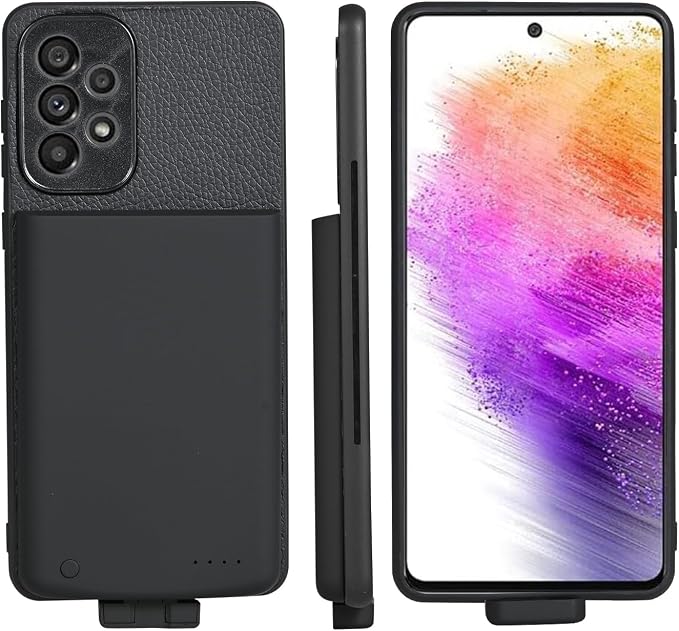 Battery Case for Galaxy A73, Extended Charging Cases for Samsung Galaxy A73 Rechargeable External Backup Power Bank Charger Cover, 5000mAh, Black