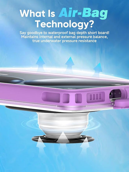 APRUT Waterproof Phone Pouch Case 7.5", 2025 Upgraded IPX8 Waterproof Phone Case for Snorkeling, Universal Fit for iPhone 16 Pro Max 15 14 13, Galaxy S25, Beach Vacation Essentials (Purple)