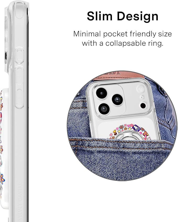 VELVET CAVIAR Compatible with MagSafe Phone Grip 2.0 | Cute Magnetic Ring Holder | Finger Loop Kickstand | Pop On Accessory for iPhone 17, 16, 15, 14, 13, 12 | Snoopy Patchwork