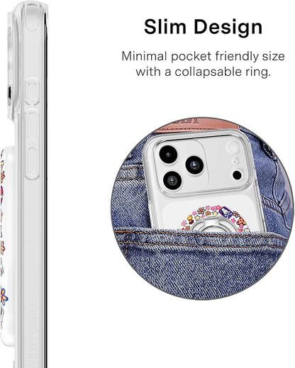 VELVET CAVIAR Compatible with MagSafe Phone Grip 2.0 | Cute Magnetic Ring Holder | Finger Loop Kickstand | Pop On Accessory for iPhone 17, 16, 15, 14, 13, 12 | Snoopy Patchwork