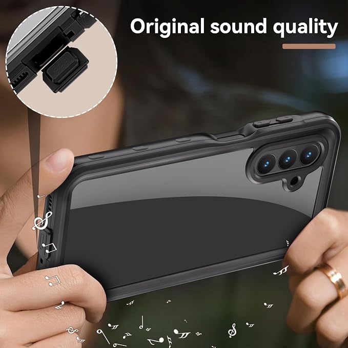 Omio for Galaxy A26 5G Waterproof Case, Full Body IP68 Underwater Clear Protective Case Built-in Screen Protector Heavy Duty Shockproof Case for Men Women, Black