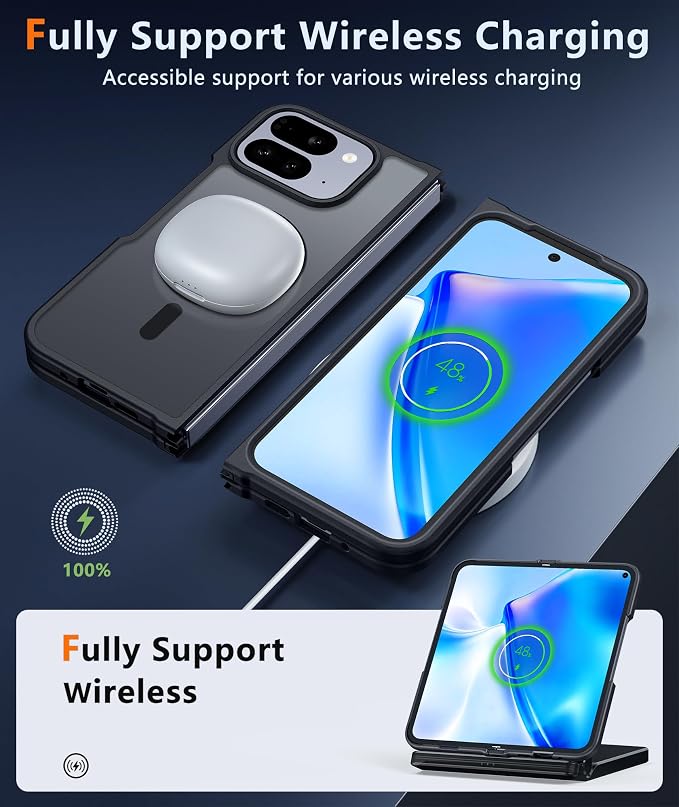 FNTCASE for Google Pixel 10-Pro-Fold Magnetic Case: Translucent Matte Textured Military Grade Drop Protection Cell Phone Cover - Slim Rugged Durable Shockproof Protective Bumper Cases