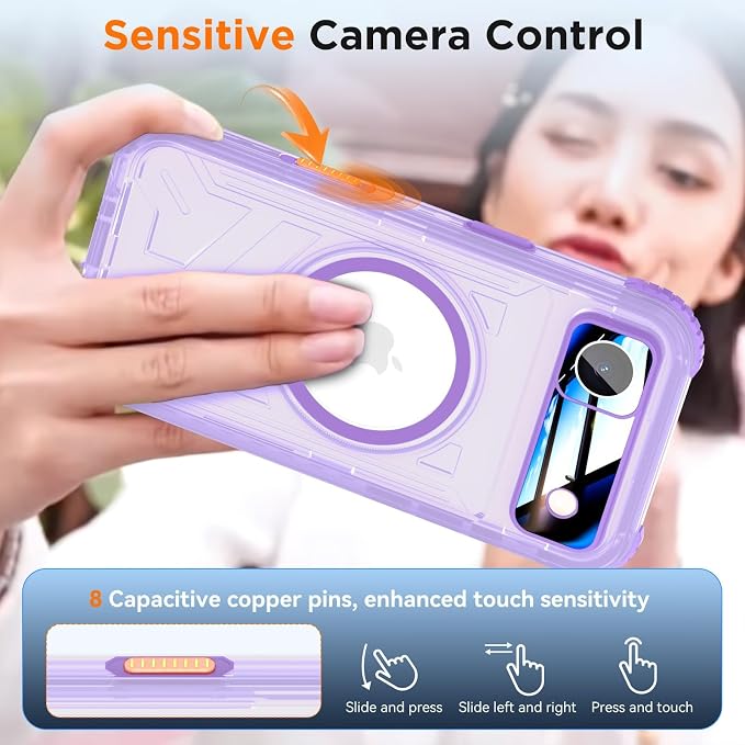 WIFORT for iPhone 17 Air Waterproof Case, [Fit for Magsafe] with Sapphire Lens & Screen Protector, IP68 Full Body 15FT Military Shockproof, Magnetic Frosted Phone Cover with Lanyard, 6.5" Purple