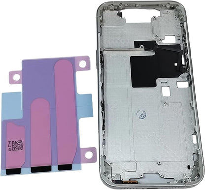 TheCoolCube Middle Frame Housing Cover Case with Power & Volume Button & Battery Adhesive Replacement Compatible with iPhone 16 Pro Max 6.9 Inches (US Version) (White)