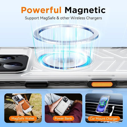 WIFORT for iPhone 16 Pro Max Waterproof Case, [IP68 Underwater] [Blue Light Filter Lens] [15FT Military Shockproof], Fit for Magsafe Full Body Magnetic Frosted Phone Case with Lanyard, 6.9" Black
