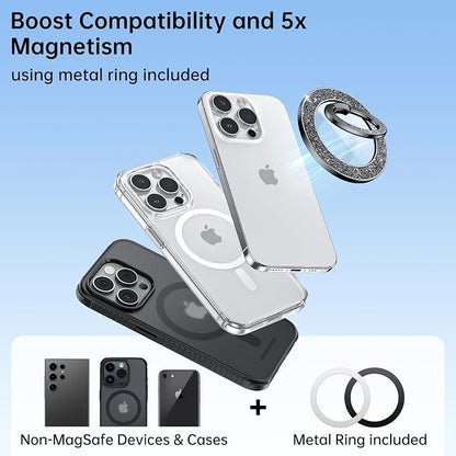 Syncwire Magnetic Phone Grip for MagSafe, Sparkle Ring Holder, Rotatable Kickstand Bling Ring Stand Removable MagSafe Accessories for iPhone 17 Pro Max 16 15 14 13, Android, Samsung etc.