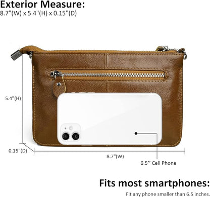 befen Genuine Leather Wristlet Clutch Wallet Purses Small Crossbody Bags for Women with RFID Blocking Card Slots