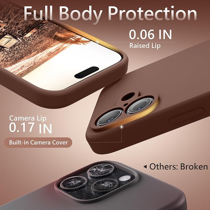 FireNova Magnetic for iPhone 17 Case, Compatible with MagSafe, [Integrated Silicone Camera Control Button] [Camera Protection] Anti-Scratch Microfiber Lining Phone Case, 6.3", Light Brown