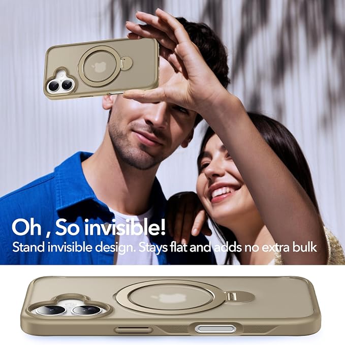 Anqrp 360° All-in-ONE Stand Case for iPhone 16 Case with Rotatable Magnetic Kickstand Ring Holder, Compatible with MagSafe, MIL-Grade Shockproof iPhone 16 Phone Case Cover 6.1 inch, Titanium Gold