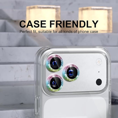 Choiche Compatible for iPhone 17 Pro/iPhone 17 Pro Max Camera Lens Protector Bling, 9H Tempered Glass Camera Cover Screen Protector Metal Ring Decoration Accessories (Glitter-Colorful)