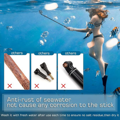 GEPULY Waterproof Selfie Stick Underwater Tripod Pole Hand Grip for Go Pro Hero 13 12 11 10 9 8 7 6 5 4, AKASO,SJCAM,DJI Action 6 Cameras(3-in-1: Monopod,Selfie Stick,Tripod Stand)
