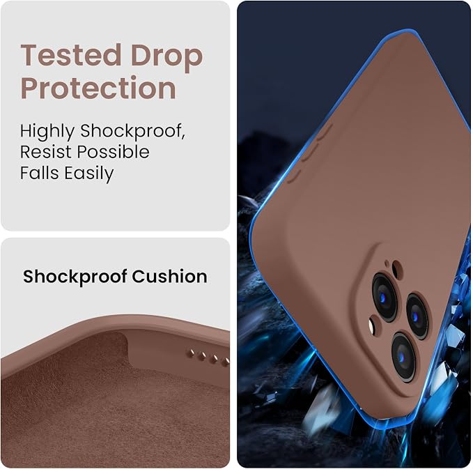 FireNova Designed for iPhone 16 Pro Case, Silicone Upgraded [Camera Protection] Phone Case, Soft Anti-Scratch Microfiber Lining Inside, 2024, Light Brown