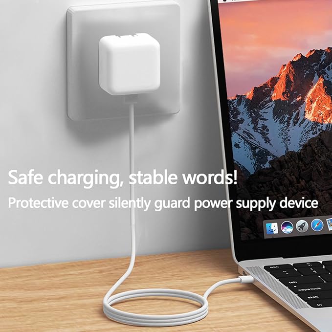 40W Dynamic (up to 60W) Soft Silicone Charger Protector Case for MacBook Air 13 13.6 15 inch M4 M3 M2 M1 Chip 2025-2018 Release, 40W Dynamic Power Adapter Sleeve Cover for iPhone 17/16 Pro/Max, White
