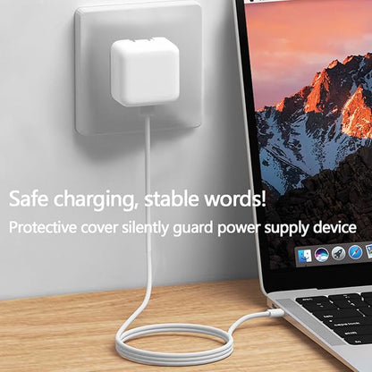 40W Dynamic (up to 60W) Soft Silicone Charger Protector Case for MacBook Air 13 13.6 15 inch M4 M3 M2 M1 Chip 2025-2018 Release, 40W Dynamic Power Adapter Sleeve Cover for iPhone 17/16 Pro/Max, White