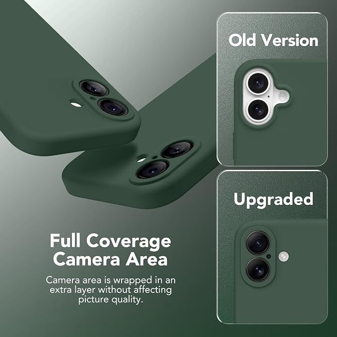 Magnetic for iPhone 16 Case, Compatible with MagSafe, [Screen Protector + Full Camera Protection], Silicone Shockproof Anti-Scratch Protective Phone Case for iPhone 16 6.1", Alpine Green