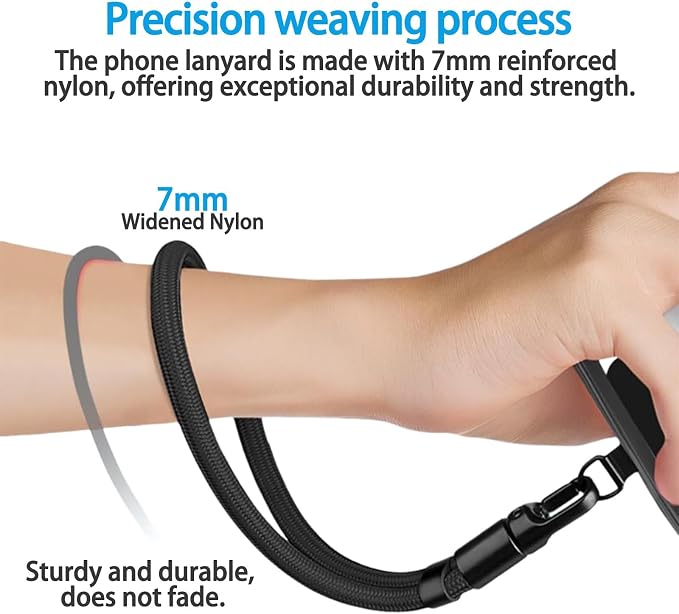 2 Pack Phone Lanyard - 2 Hand Wrist Strap, 2 Tether Tabs, Anti-theft Universal Cell Phone Multifuctional Patch Lanyards, Cell Phone Hand Strap (balck+grey)