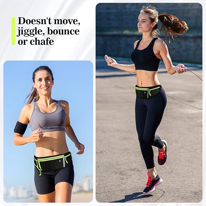 Slim Running Belt Fanny Pack for Men Women, Waist Bag, Large Capacity, Ultra-Thin Design, Waterproof, Runners Pouch Waist Pack, Phone Holder for Running Sports Walking Traveling