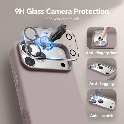 GONEZ Magnetic for iPhone 17 Pro Case, Compatible with MagSafe, [Screen Protector + Camera Lens Protector], Liquid Silicone Anti-Scratch Shockproof Protective Phone Case 6.3 inch, Light Taro